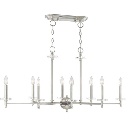Nickel Eight Light Metal Dimmable Chandelier With Shades