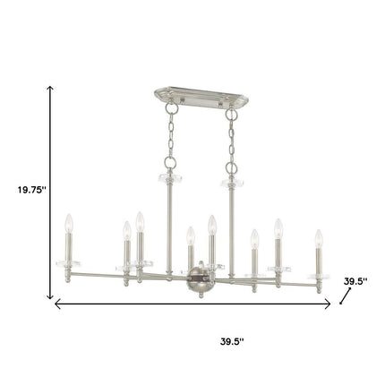 Nickel Eight Light Metal Dimmable Chandelier With Shades