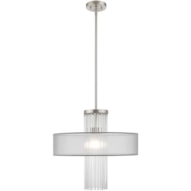 Nickel Metal Dimmable Chandelier With Shades