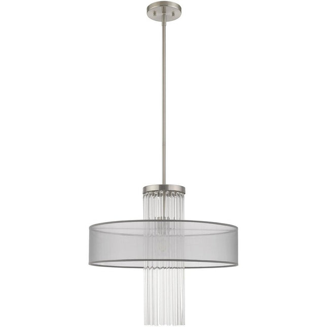 Nickel Metal Dimmable Chandelier With Shades