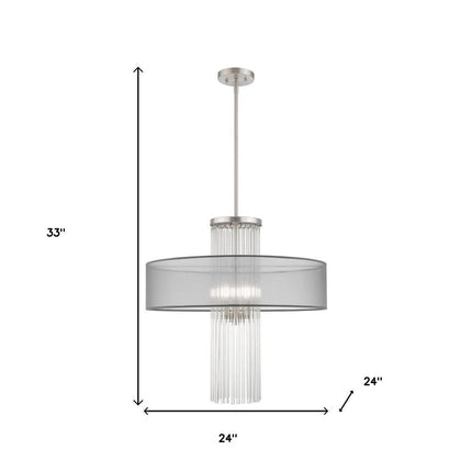 Nickel Four Light Metal Dimmable Chandelier With Shades