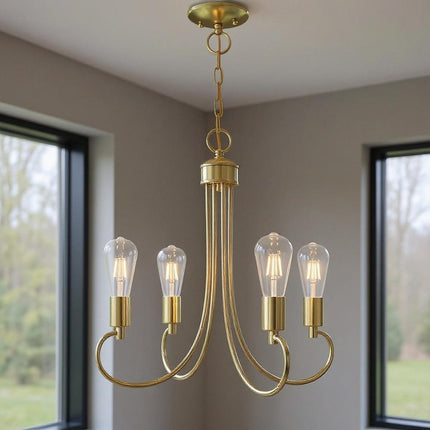Four Light Dimmable Chandelier With Shades HomeRoots