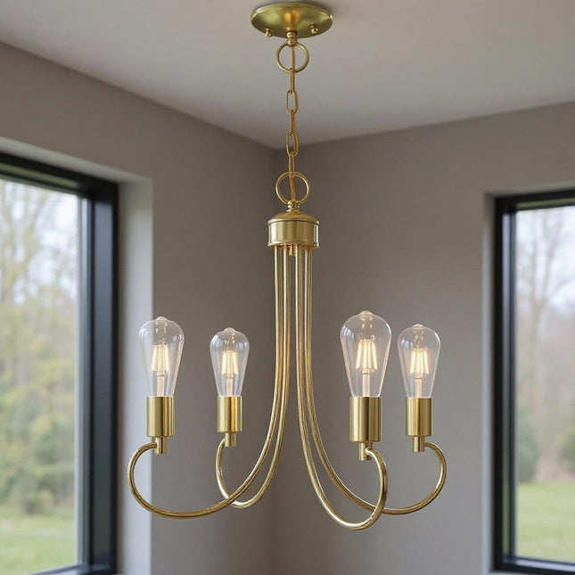 Four Light Dimmable Chandelier With Shades HomeRoots
