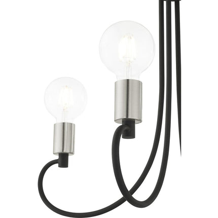 Black Four Light Metal Dimmable Chandelier With Shades