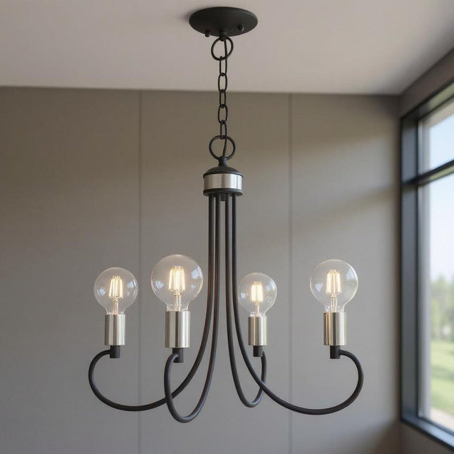 Four Light Dimmable Chandelier With Shades HomeRoots