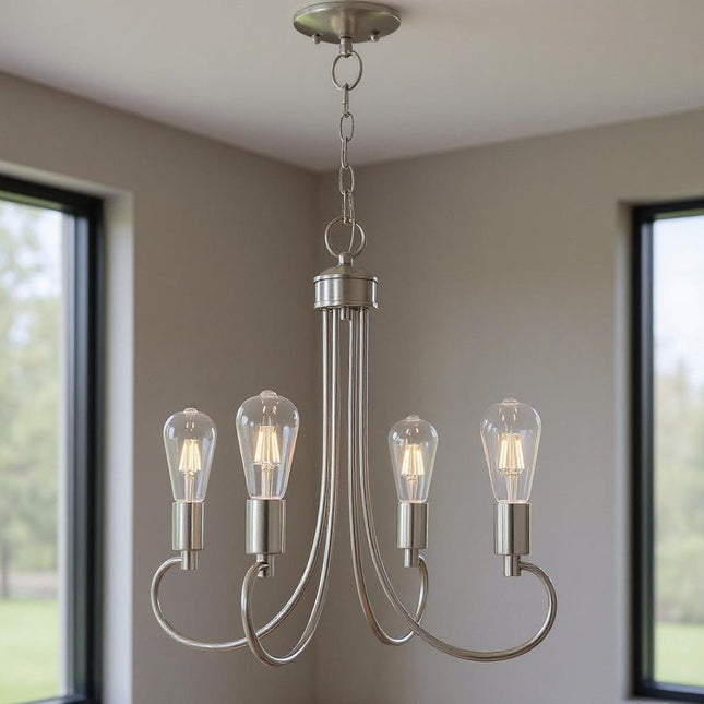 Four Light Dimmable Chandelier With Shades HomeRoots