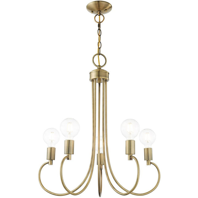 Five Light Dimmable Chandelier With Shades HomeRoots