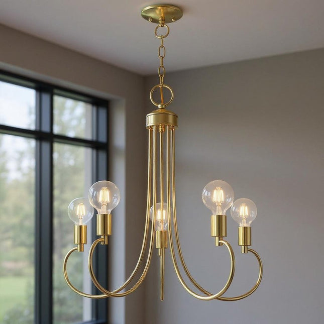 Five Light Dimmable Chandelier With Shades HomeRoots