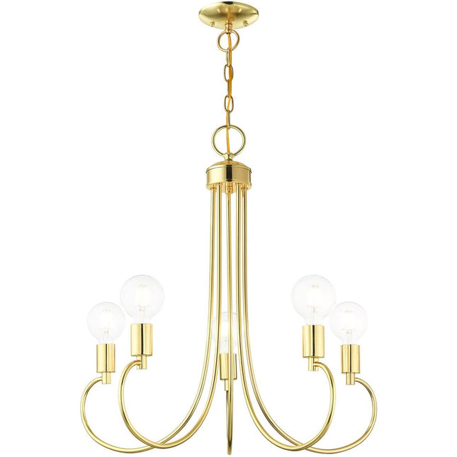 Five Light Dimmable Chandelier With Shades HomeRoots
