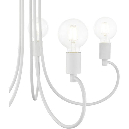 White Five Light Metal Dimmable Chandelier With Shades
