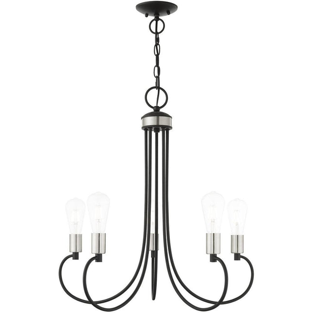 Five Light Dimmable Chandelier With Shades HomeRoots