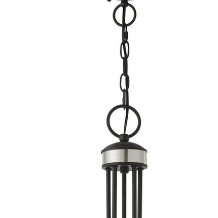 Black Five Light Metal Dimmable Chandelier With Shades