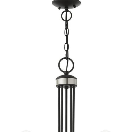 Black Five Light Metal Dimmable Chandelier With Shades