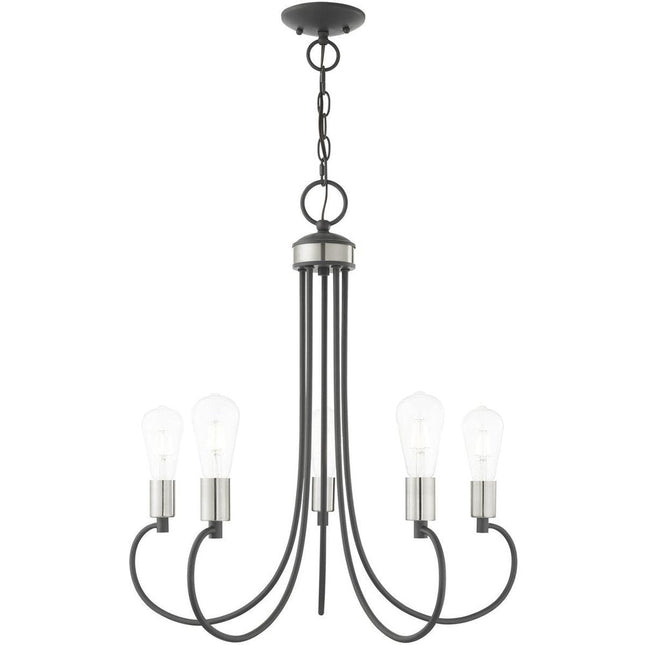 Five Light Dimmable Chandelier With Shades HomeRoots