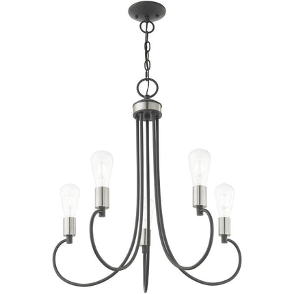 Gray Five Light Metal Dimmable Chandelier With Shades