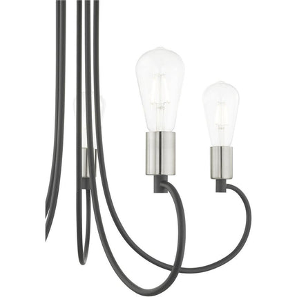 Gray Five Light Metal Dimmable Chandelier With Shades