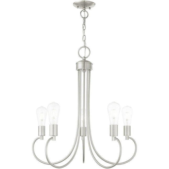 Five Light Dimmable Chandelier With Shades HomeRoots