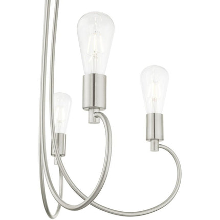 Nickel Five Light Metal Dimmable Chandelier With Shades