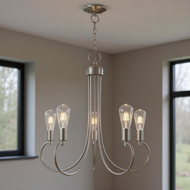 Five Light Dimmable Chandelier With Shades HomeRoots