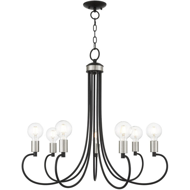 Black Seven Light Metal Dimmable Chandelier With Shades HomeRoots