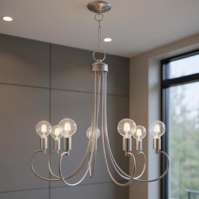 Seven Light Dimmable Chandelier With Shades HomeRoots