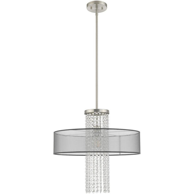 Nickel Metal Dimmable Chandelier With Shades HomeRoots