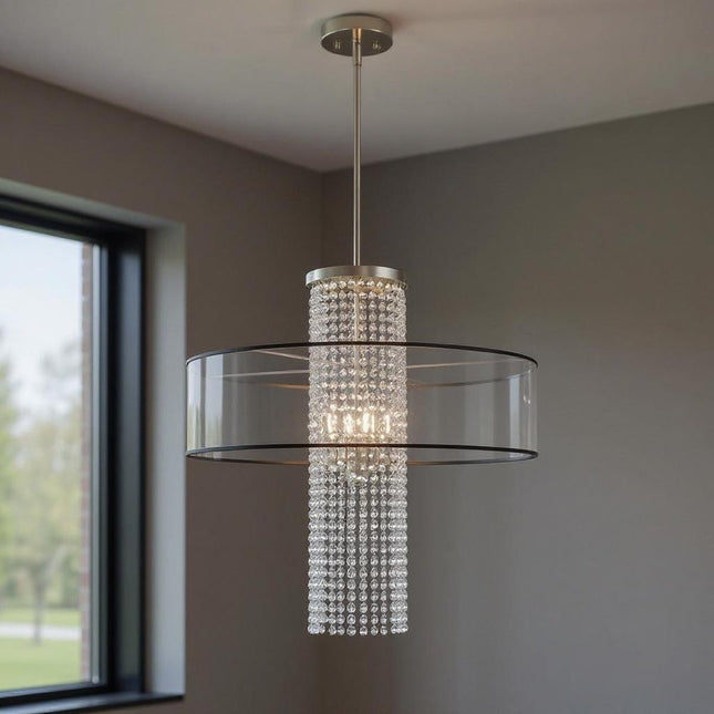 Four Light Dimmable Chandelier With Shades HomeRoots