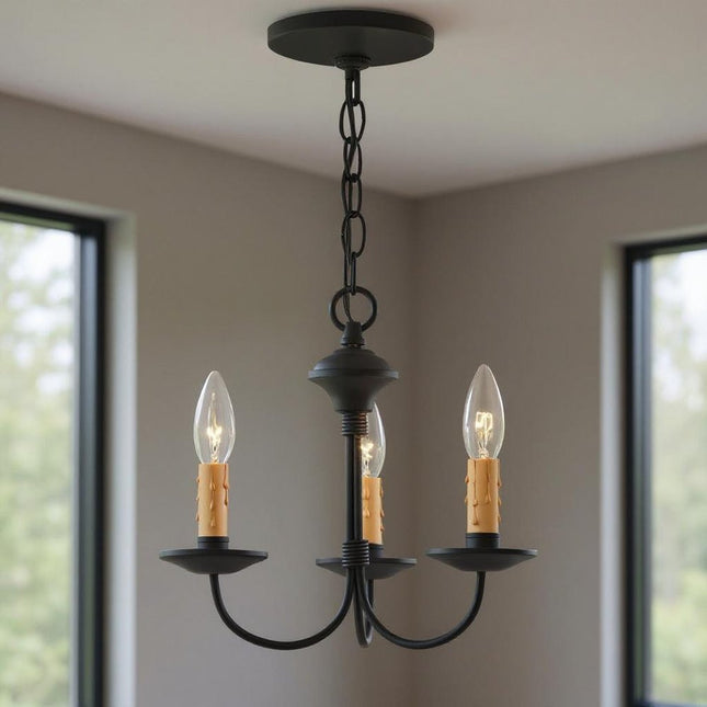 Black Three Light Dimmable Chandelier With Shades HomeRoots