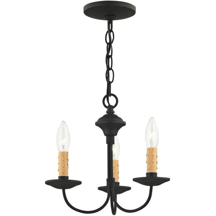 Black Three Light Metal Dimmable Chandelier With Shades