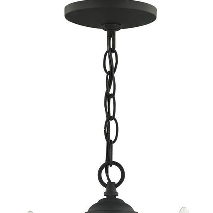 Black Three Light Metal Dimmable Chandelier With Shades