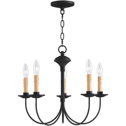 Black Five Light Dimmable Chandelier With Shades HomeRoots
