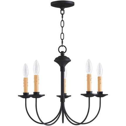 Black Five Light Dimmable Chandelier With Shades HomeRoots