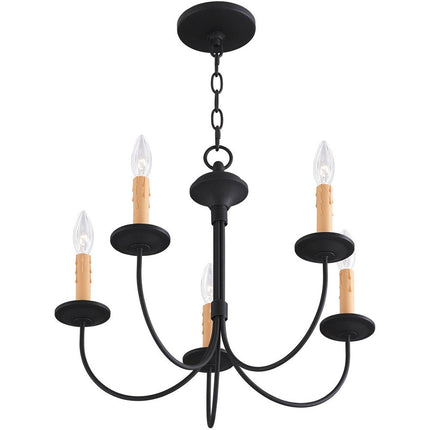 Black Five Light Dimmable Chandelier With Shades HomeRoots