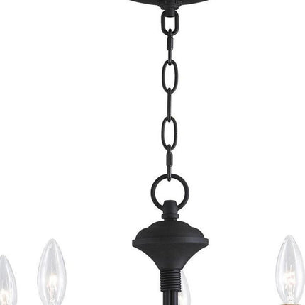 Black Five Light Dimmable Chandelier With Shades HomeRoots