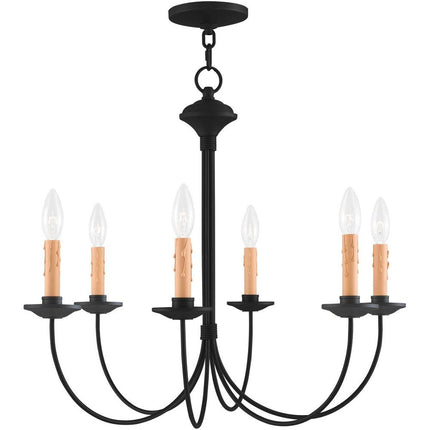 Black Six Light Metal Dimmable Chandelier With Shades