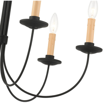 Black Six Light Metal Dimmable Chandelier With Shades