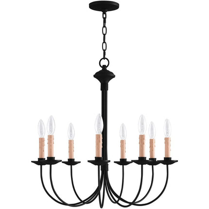 Black Eight Light Metal Dimmable Chandelier With Shades