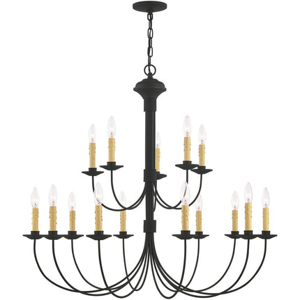 Black Multi Light Metal Dimmable Chandelier With Shades