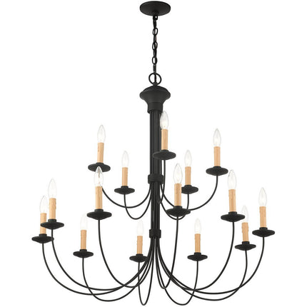 Black Multi Light Metal Dimmable Chandelier With Shades