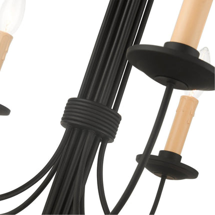 Black Multi Light Metal Dimmable Chandelier With Shades
