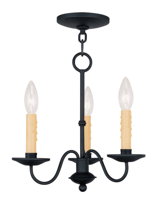 Black Three Light Metal Dimmable Chandelier With Shades