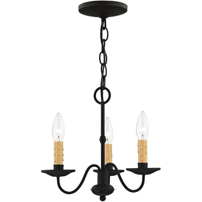 Black Three Light Metal Dimmable Chandelier With Shades