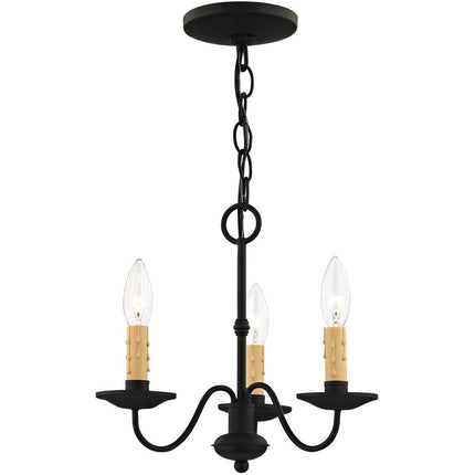 Black Three Light Dimmable Chandelier With Shades HomeRoots