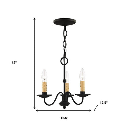 Black Three Light Dimmable Chandelier With Shades HomeRoots