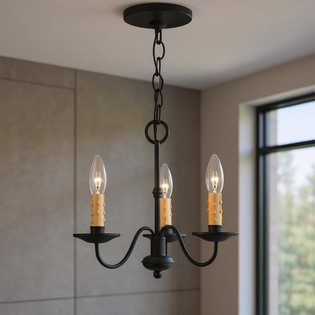 Black Three Light Dimmable Chandelier With Shades HomeRoots