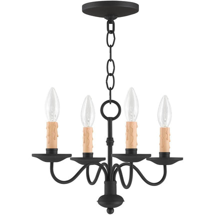 Black Four Light Metal Dimmable Chandelier With Shades