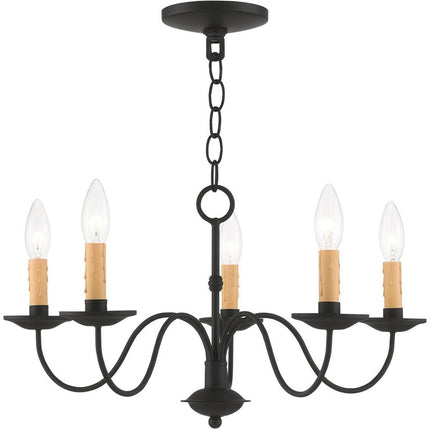 Black Five Light Metal Dimmable Chandelier With Shades