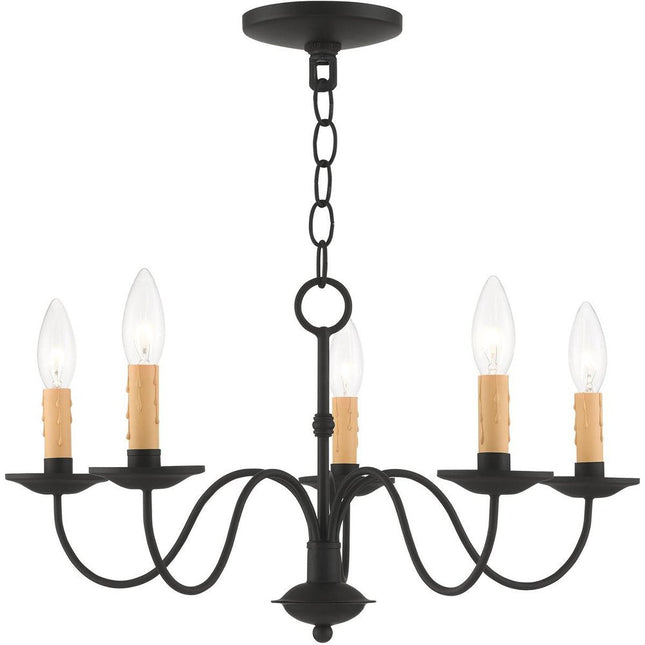 Black Five Light Dimmable Chandelier With Shades HomeRoots