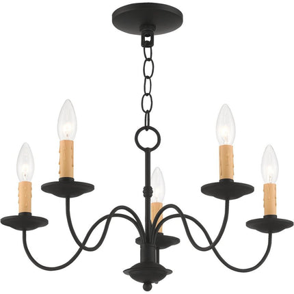 Black Five Light Metal Dimmable Chandelier With Shades
