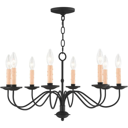 Black Eight Light Metal Dimmable Chandelier With Shades